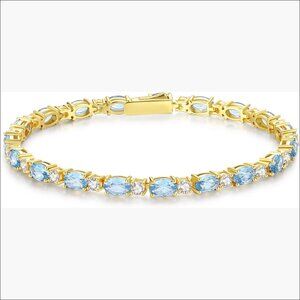 14K Gold Plated Sterling Silver Tennis Bracelet 7 Inch